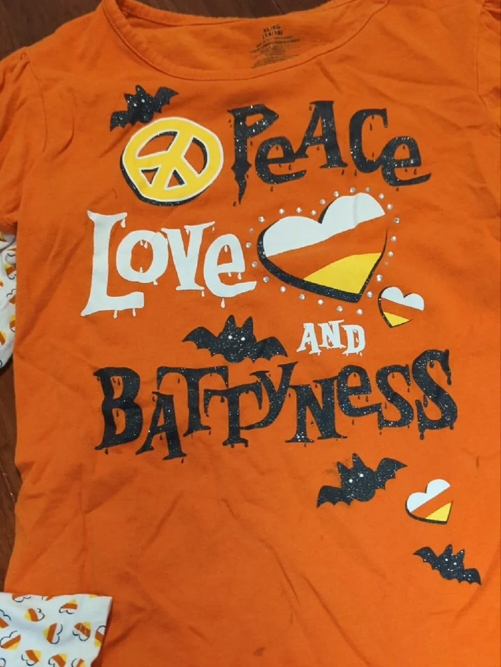 No Boundaries Orange & White Halloween Long Sleeve Tee - Peace Love Battyness